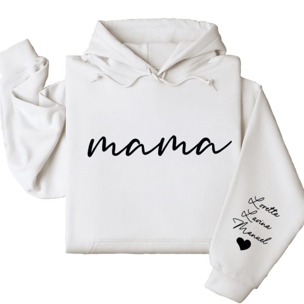 Custom Mama Hoodie with Kids Name on Sleeve, Personalized Mom Hoodie, Minimalist Momma, Mothers Day Gift for Mom - Image 2