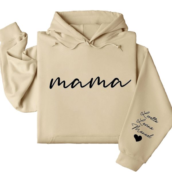 Custom Mama Hoodie with Kids Name on Sleeve, Personalized Mom Hoodie, Minimalist Momma, Mothers Day Gift for Mom - Image 3