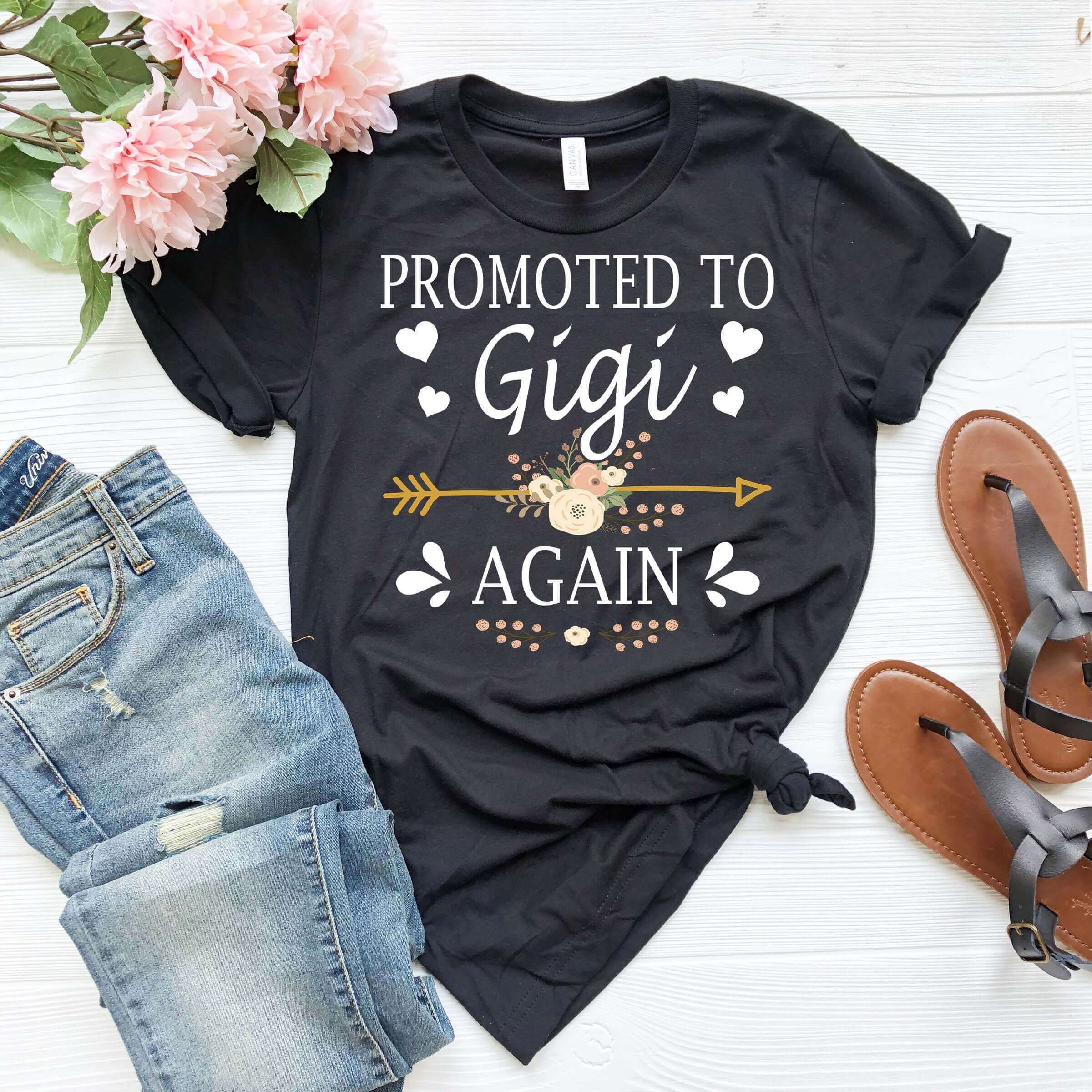Promoted To Gigi Again Shirt - Personalized Gigi Shirt - Pregnancy Announcement Gift - Mother's Day Gift for Gigi