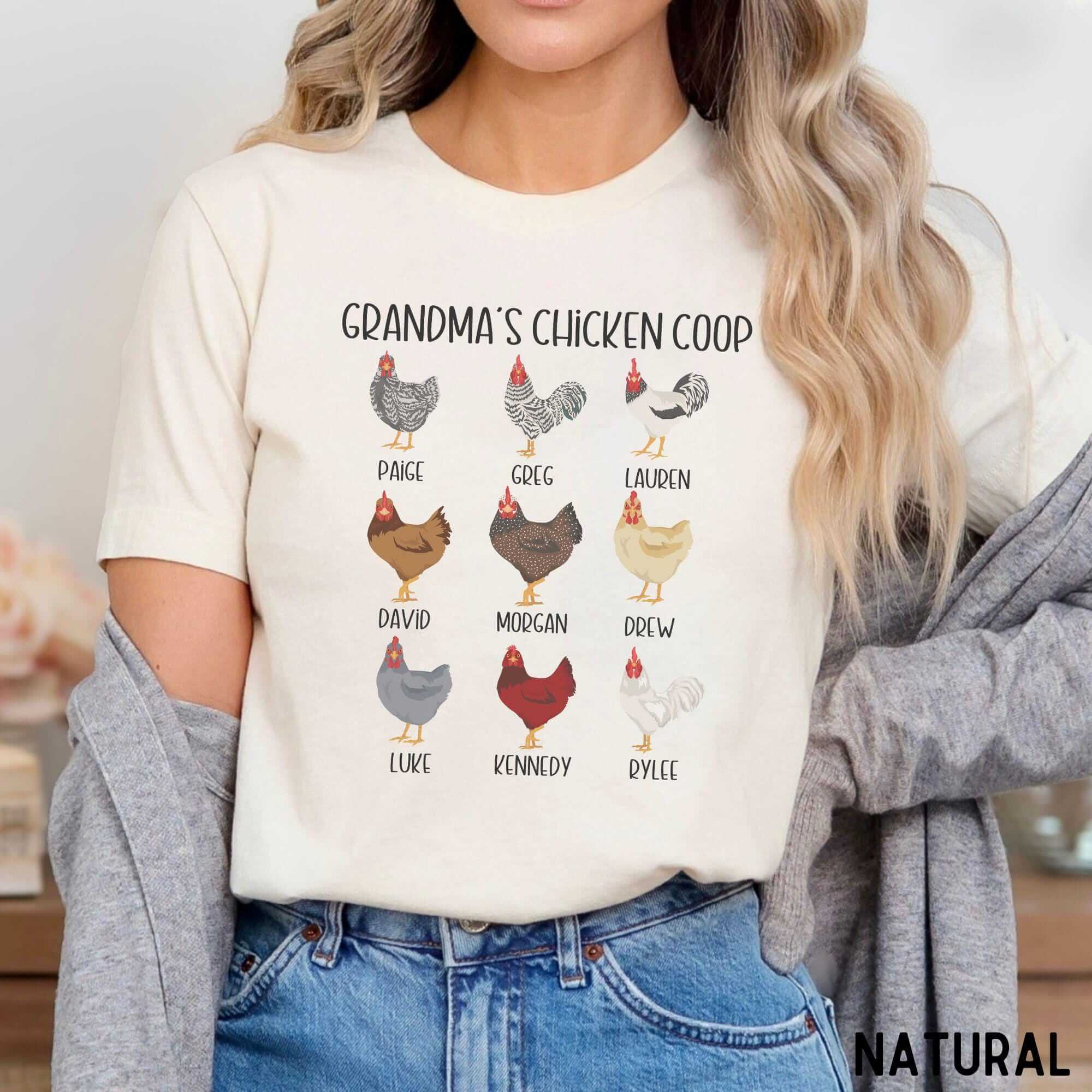 Personalized Nana Shirt - Custom Chicken T-Shirt with Grandkids' Names - Personalized Grandma & Nana Gift