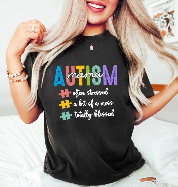 Autism Mom Shirt, Autism Awareness Mama T-Shirt, Proud Autism Mama Tees - Image 2