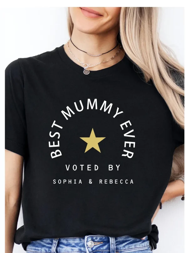Best Mummy ever voted by add kids names - Custom mum T Shirt, Mothers Day Gift - Image 2