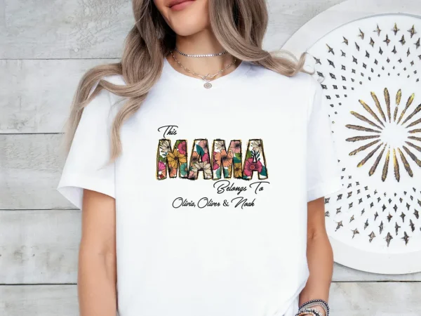 Cute Mama Shirt, Mum Gift, Mum Birthday Gift, This Mummy Belongs, Personalized Mum Shirt - Image 3