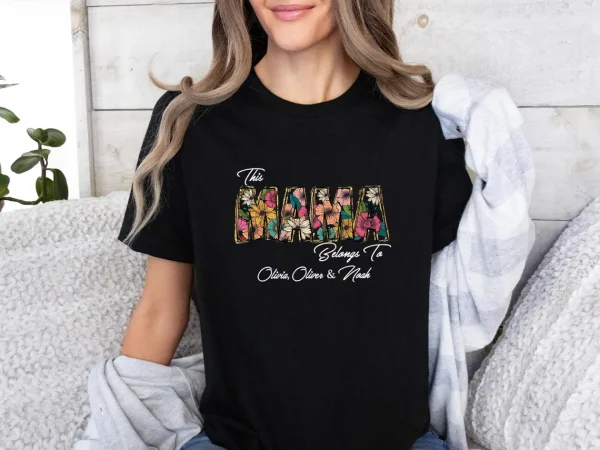 Cute Mama Shirt, Mum Gift, Mum Birthday Gift, This Mummy Belongs, Personalized Mum Shirt - Image 4