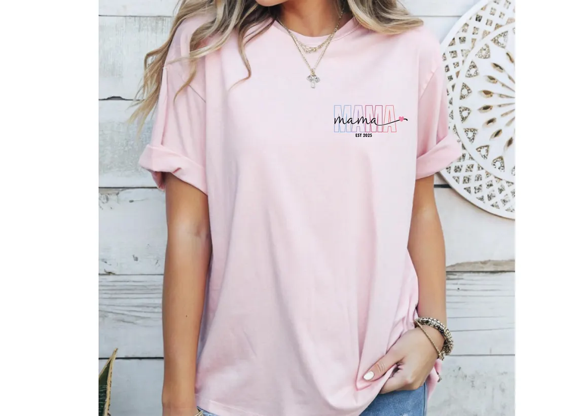Mama Est Shirt, Personalized Mama T shirt, Custom Mama Shirt, New Mum Gift, Mothers Day Shirt