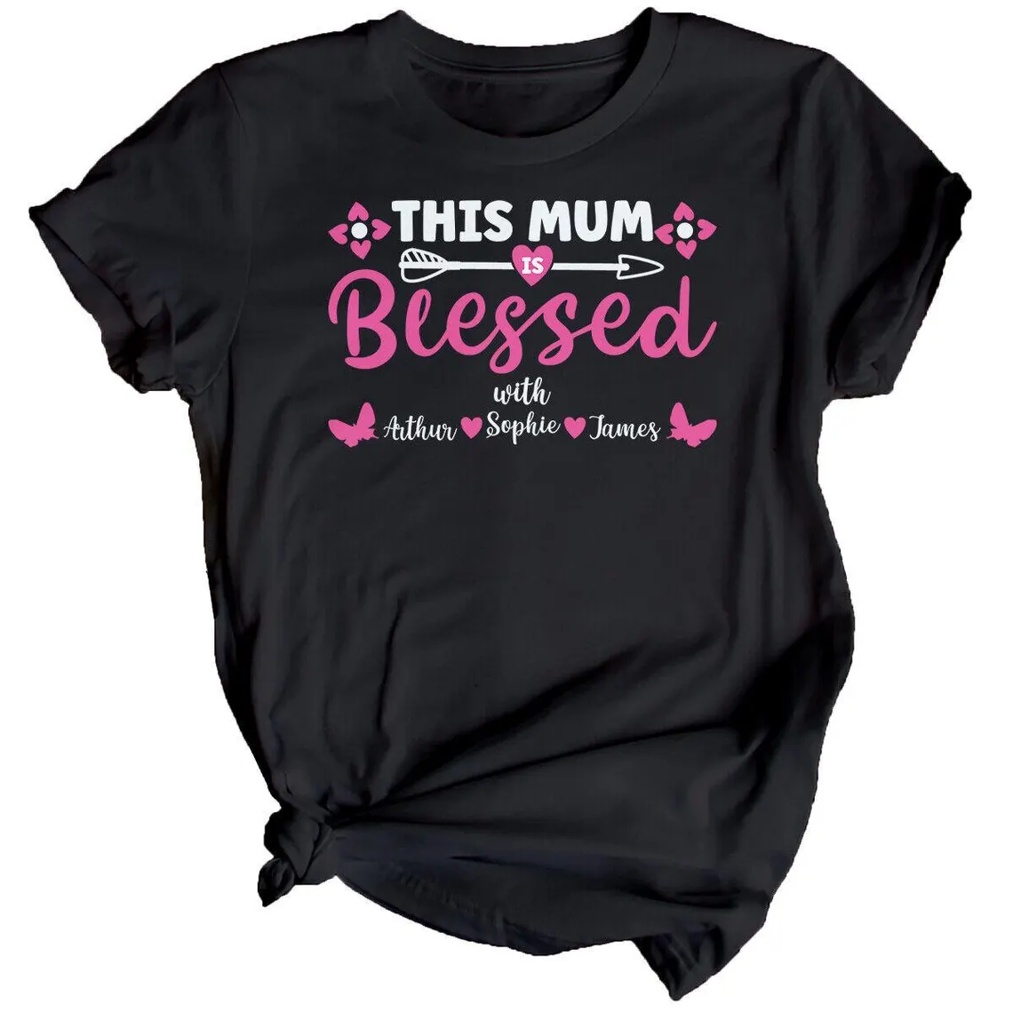 Personalized Womens Blessed Mothers Day T-Shirt Top Funny Mama Mom Cute Gift Idea