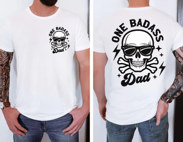 Badass Dad, Rocker Dad Gifts, Funny Fatherhood T-Shirt, Skeleton Dad Shirt, The Best Father's Day Gift - Image 2