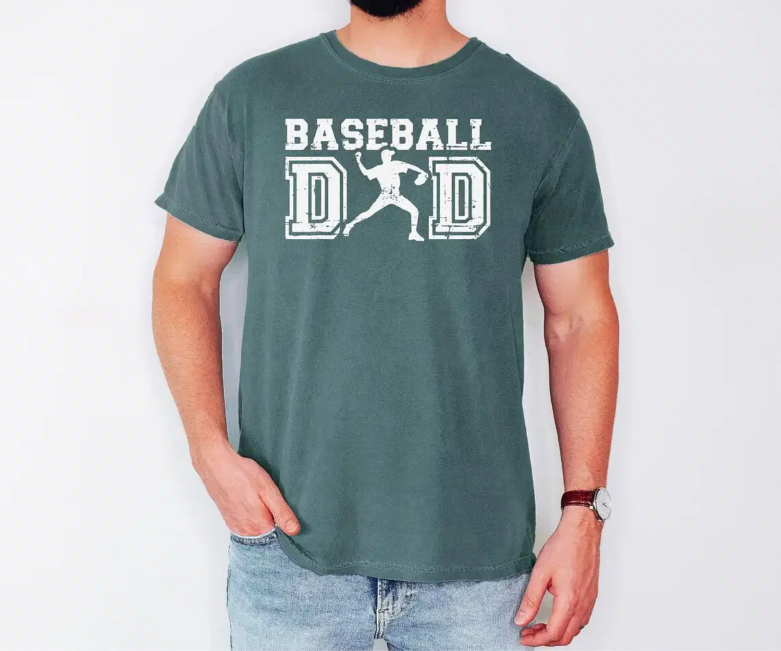 Baseball Dad Shirt with Pitcher Silhouette ? Vintage Sports Tee for Fathers