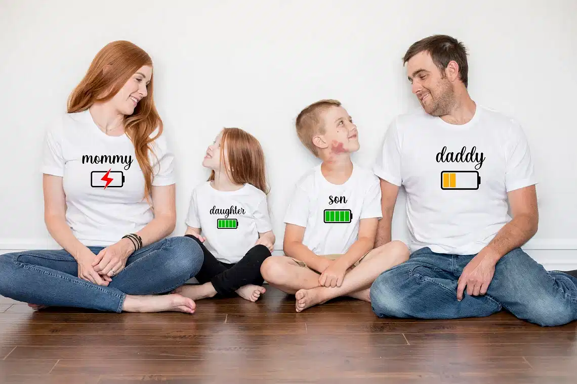 Battery Family T-Shirts, Low Battery Full Battery, Mommy And Me Shirt, Dad And Son Shirt, The Best Family Matching Gift