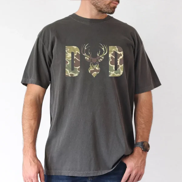 Camo Dad Hunting T-Shirt with Deer Camouflage Print T-Shirt, The Best Father's Day Gift - Image 3