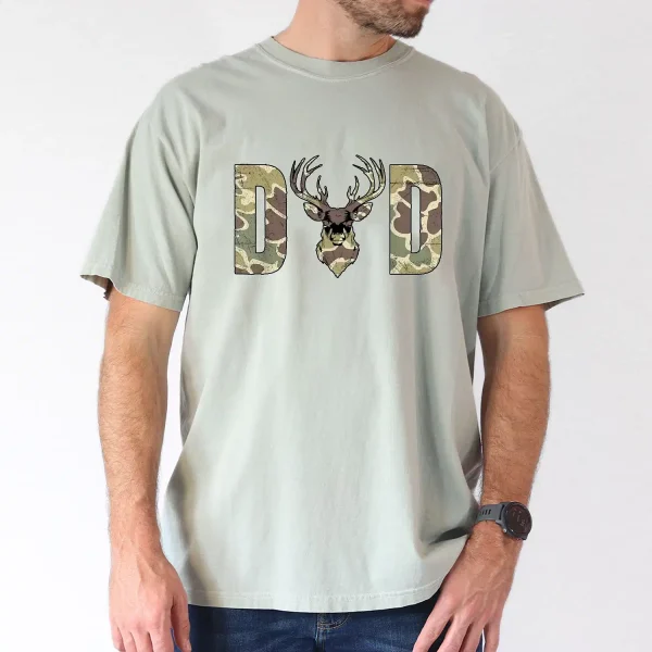 Camo Dad Hunting T-Shirt with Deer Camouflage Print T-Shirt, The Best Father's Day Gift - Image 2