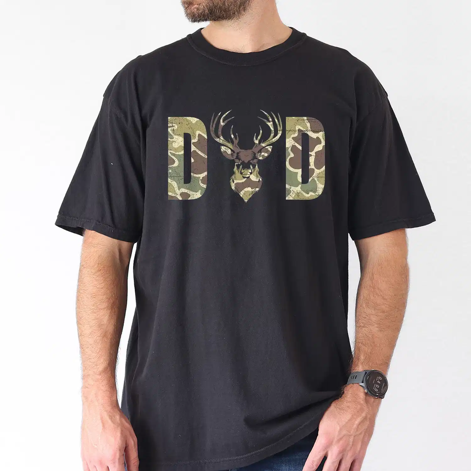Camo Dad Hunting T-Shirt with Deer Camouflage Print T-Shirt, The Best Father's Day Gift