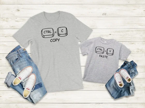 Copy Paste Matching T-Shirts, Ctrl C, Ctrl V Shirt, Fathers Day Shirt, Fathers Day Gift, Family Matching Gift - Image 2