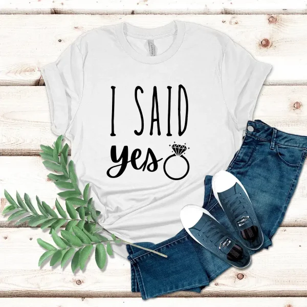 Couple Matching T-Shirt With I Asked and I Said Yes Print Design, The Best Family Matching Gift - Image 3