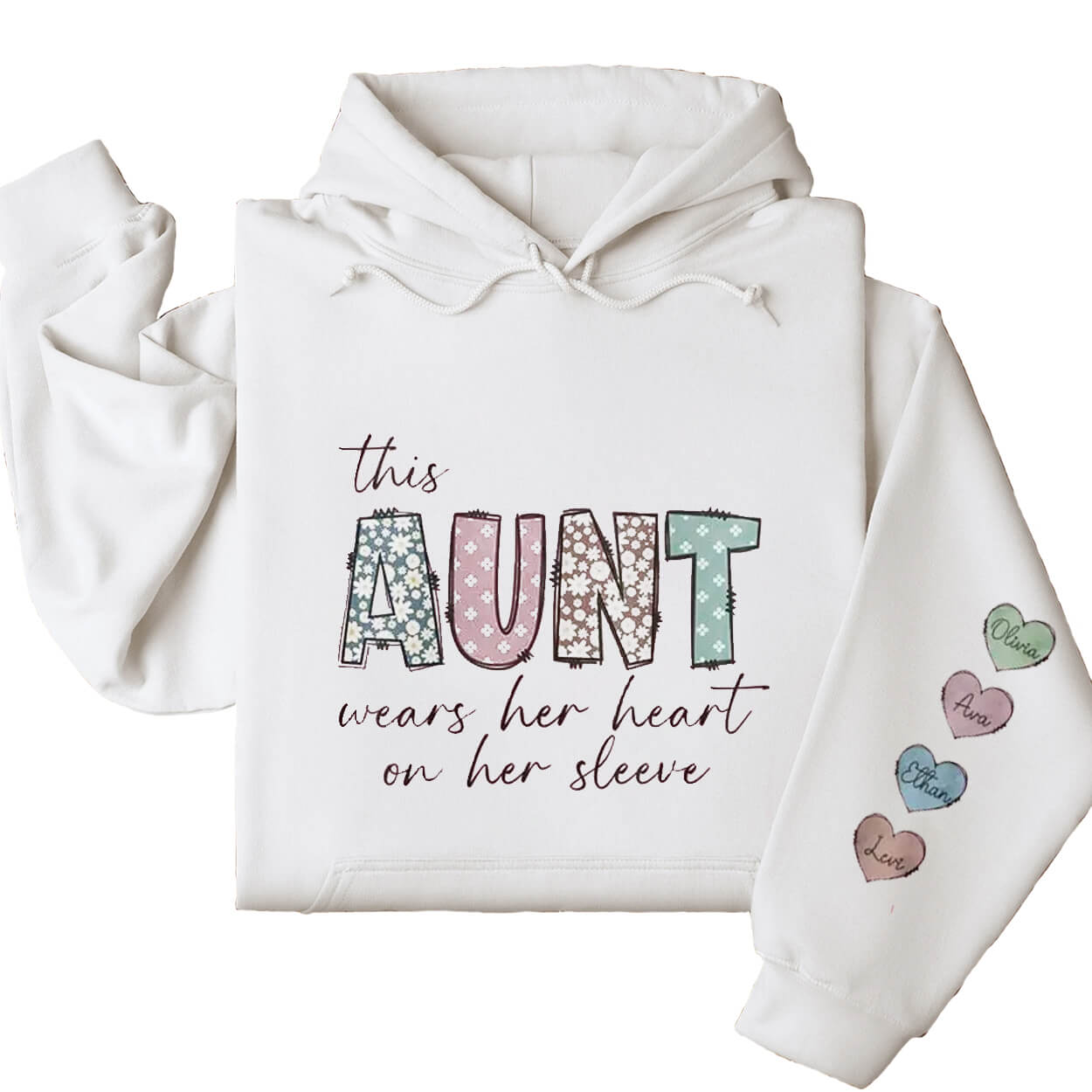 Family - This Mama Wears Her Heart On Her Sleeve - Personalized Hoodie - The Best Mother's Day Gift