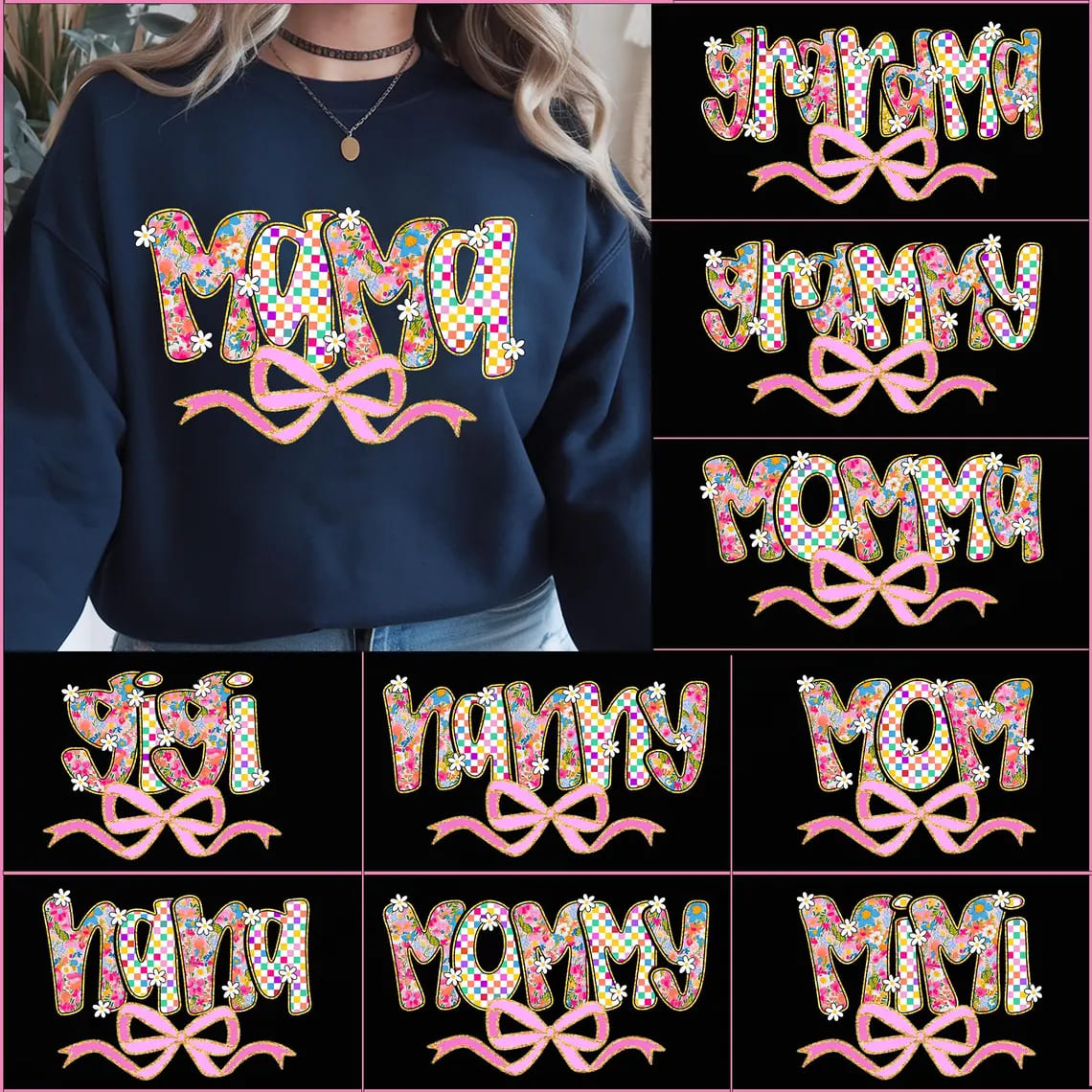 Floral Preppy Mama Design, Retro Flower Gift for Mom, Nana, Mimi, Aunt