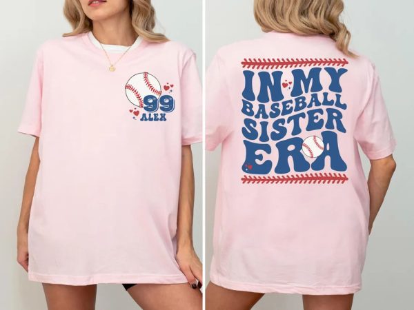 In My Baseball Sister Era Shirt, Custom Baseball Numbers and Name, Baseball Team Family Tee -  The Best Mothers Day Gift - Image 2