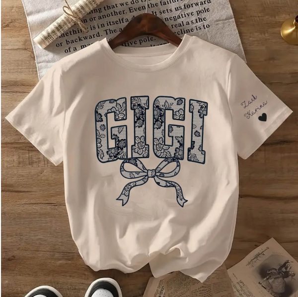 Personalized Lace Gigi Coquette Shirt, Mothers Day Gift, Floral Gigi Lace Shirt, Trendy Lace Print Crewneck - The Best Mother's Day Gift - Image 3