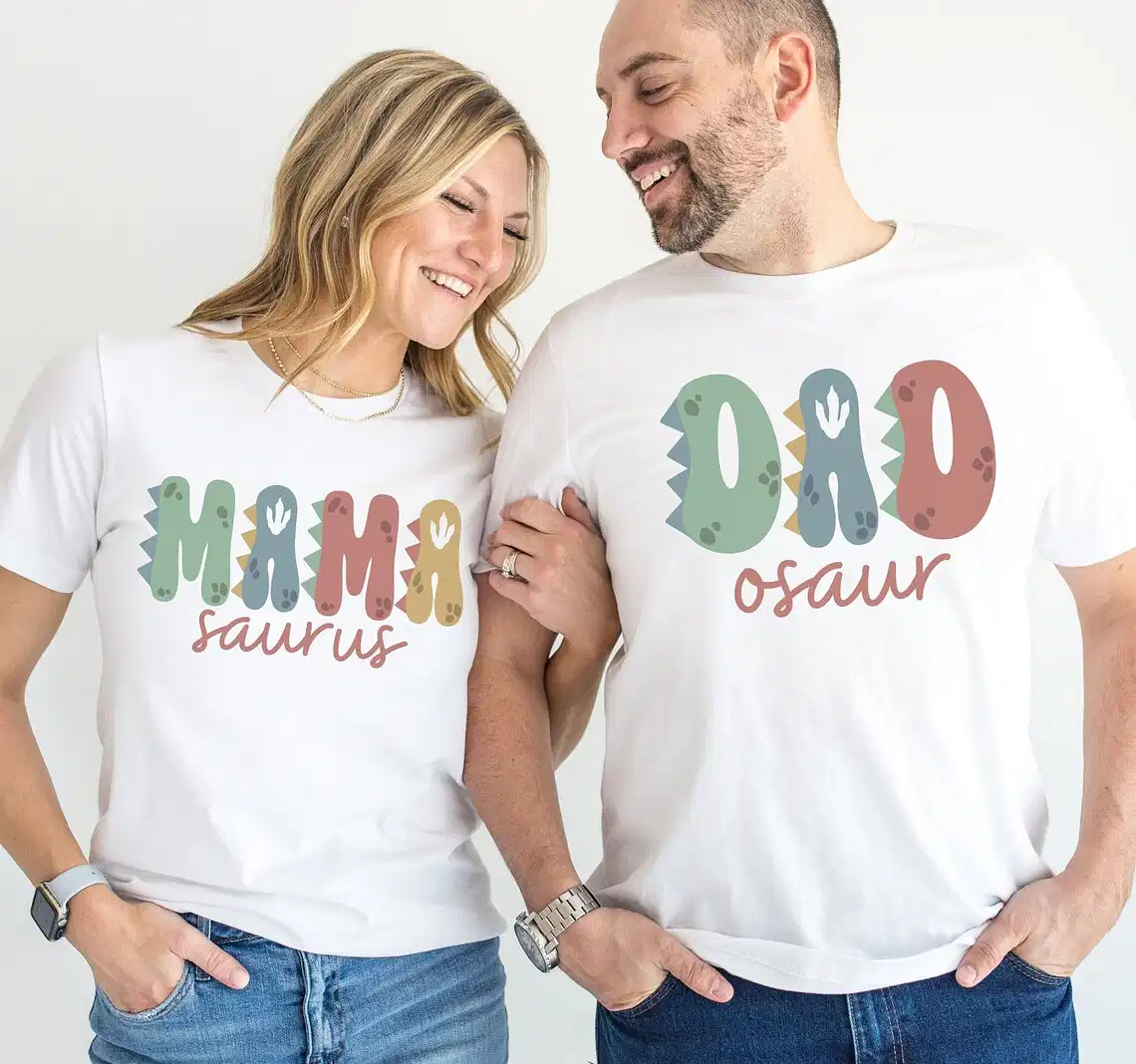 Mama Saurus, Dad Saurus Tees T-Shirt, Mother's Day, Father Day, Couple Matching, The Best Family Holiday Gift