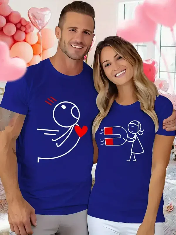 Couples Matching T-Shirt with Love and Magnet Design, The Best Family Matching Gift - Image 3