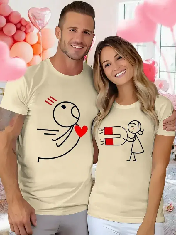 Couples Matching T-Shirt with Love and Magnet Design, The Best Family Matching Gift - Image 4