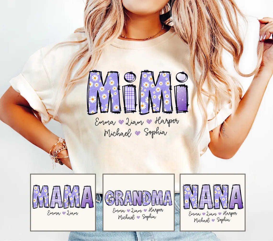 Personalized Floral Mimi Shirt, Grandma Shirt with Grandkids Names, Custom Kids Names Grandma Tee -  The Best Mothers Day Gift