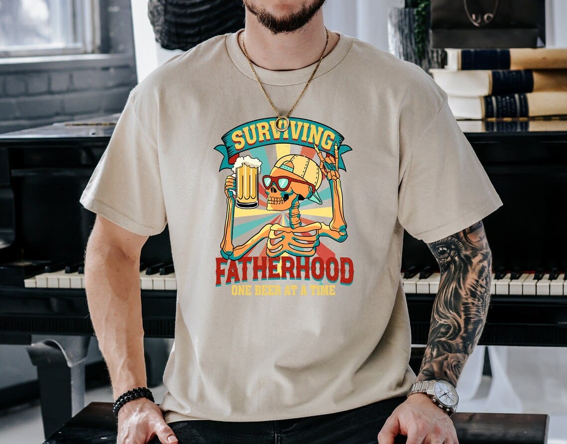 Surviving Fatherhood One Beer at a Time Shirt, Retro Father's Day Gift, Coolest Daddy, Beer Lover Dad T-Shirt