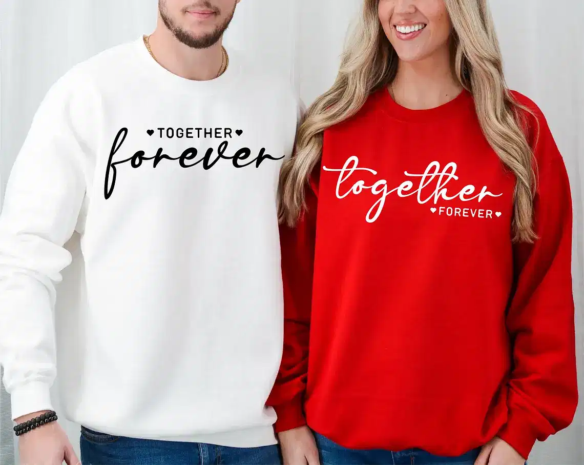 Couples Matching T-Shirt With Together Forever and Forever Together Print Design, The Best Family Matching Gift