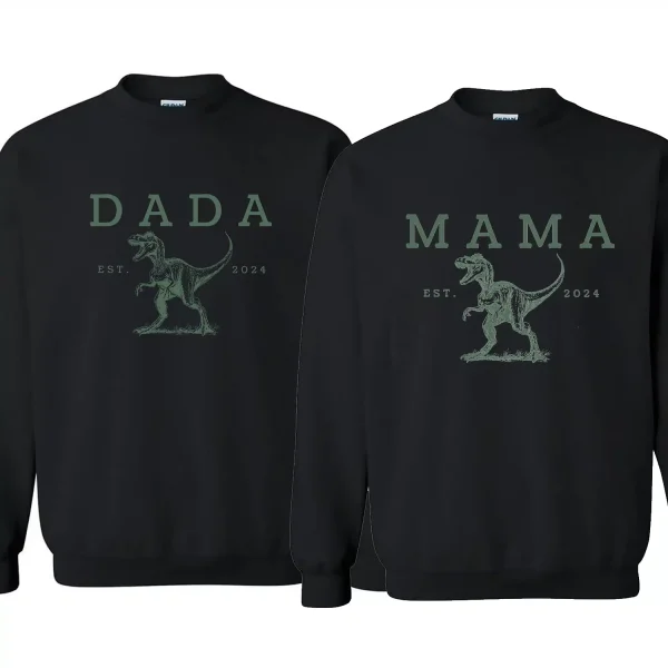 Two Rex Mommy and Me T-Shirts, Dinosaur Custom Rex Tee, Mother's Day, Father's Day, Couple Matching T-Shirt, The Best Family Holiday Gift - Image 4