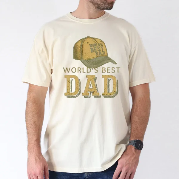 World's Best Dad With Hat Design T-Shirt, The Best Father's Day Gift - Image 3