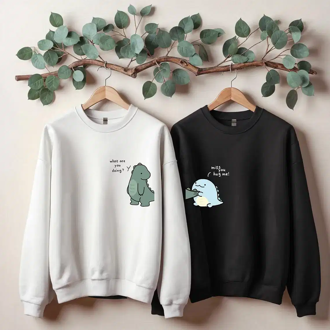 Couples Matching T-Shirt With What Are You Doing And Miss You Hug Me! Print Design, The Best Family Matching Gift