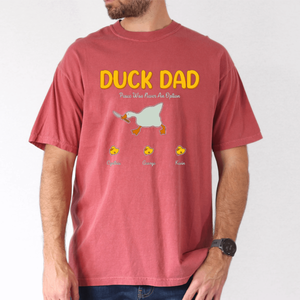 Duck Dad Shirt, Add Kids' Names, Cute Matching Family Tee - Image 3