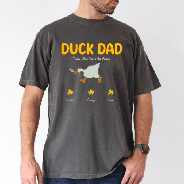 Duck Dad Shirt, Add Kids' Names, Cute Matching Family Tee - Image 2