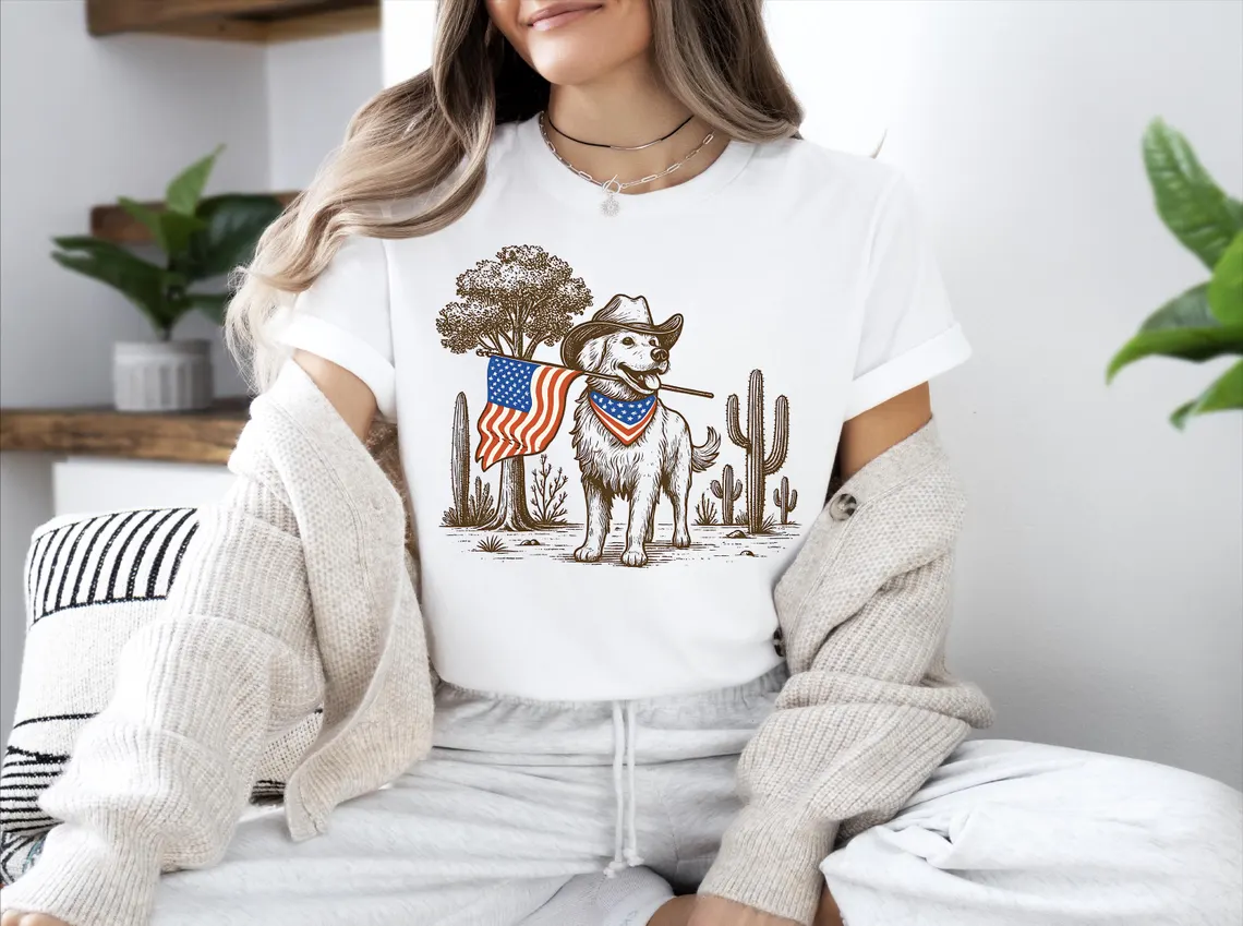 American Dog USA Flag Shirt – Retro 4th of July Patriotic Tee – Vintage Independence Day Dog Shirt