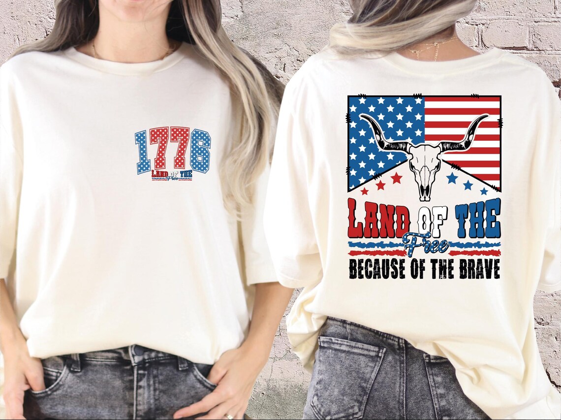 America Land of the Free Because of the Brave T-Shirt – Patriotic 4th of July & Memorial Day Tee – Independence Day USA Shirt