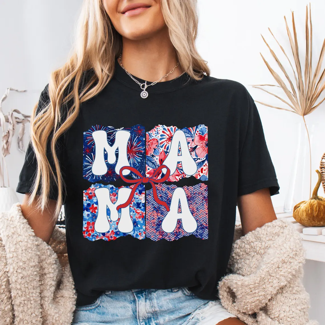 4th of July Mama T-Shirt, American Mama Tee, Fourth of July, USA Mama T-Shirt, Patriotic Mama Tee, Mother's Day Gift
