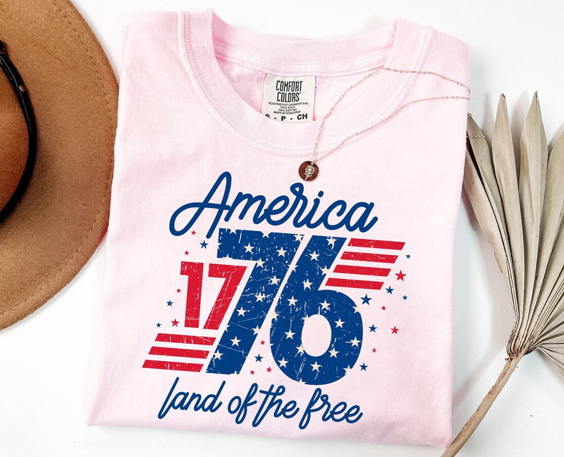 America 1776 Land of the Free T-Shirt – Patriotic 4th of July Tee – Independence Day & Memorial Day Gift for Americans