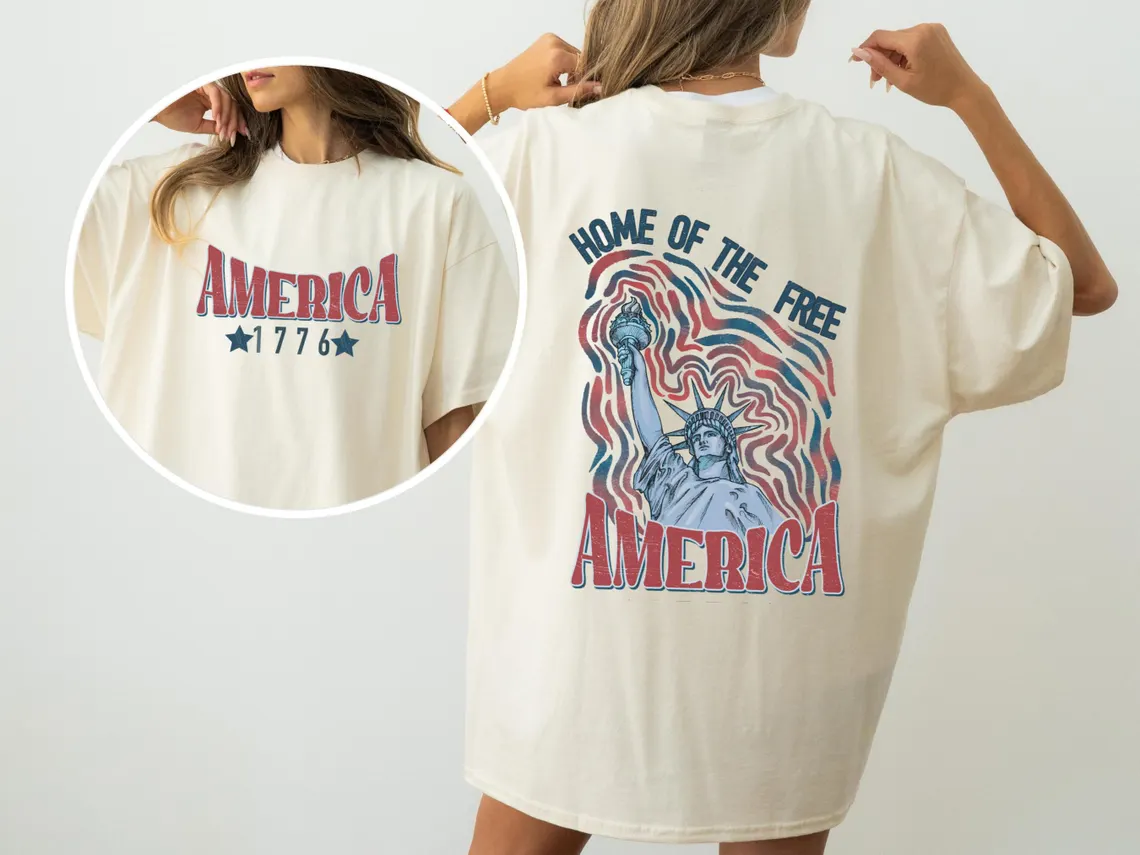 1776 America Comfort Colors Shirt – Patriotic 4th of July Tee – USA “Home of the Free” T-Shirt
