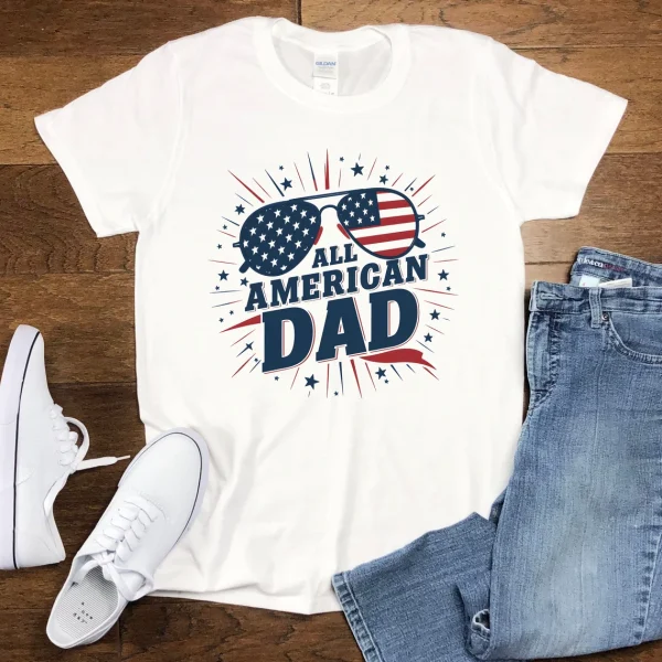 All American Dad Shirt, Dad T-Shirt, Fourth of July Tee, 4th Of July T-Shirt, Father's Day Shirt, Patriot Dad Shirt, American Dad Shirt - Image 3