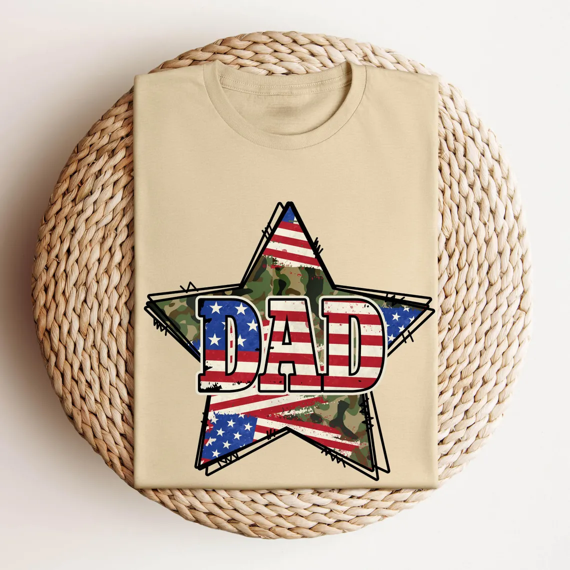 American Flag Dad Tee, Star Dad T-Shirt, USA Flag Tshirt, USA Dad Shirt for 4of July, Independent Day, Father's Day, Big America
