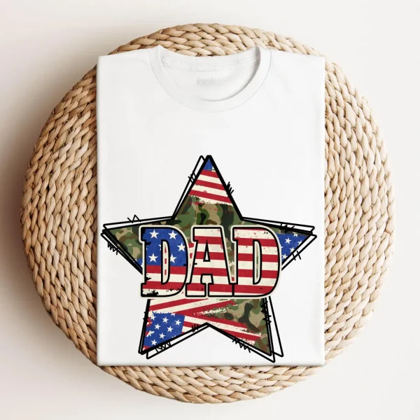 American Flag Dad Tee, Star Dad T-Shirt, USA Flag Tshirt, USA Dad Shirt for 4of July, Independent Day, Father's Day, Big America - Image 4
