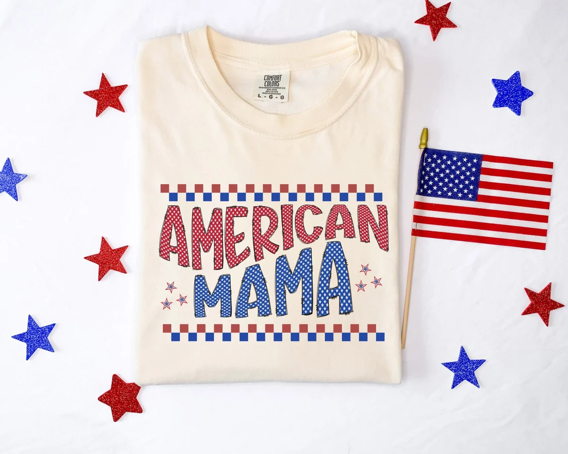 American Mama T-Shirt, Retro 4th of July Mama Tee, Patriotic Mama Shirt, Mama fourth of July Shirt, Independence Day Mama