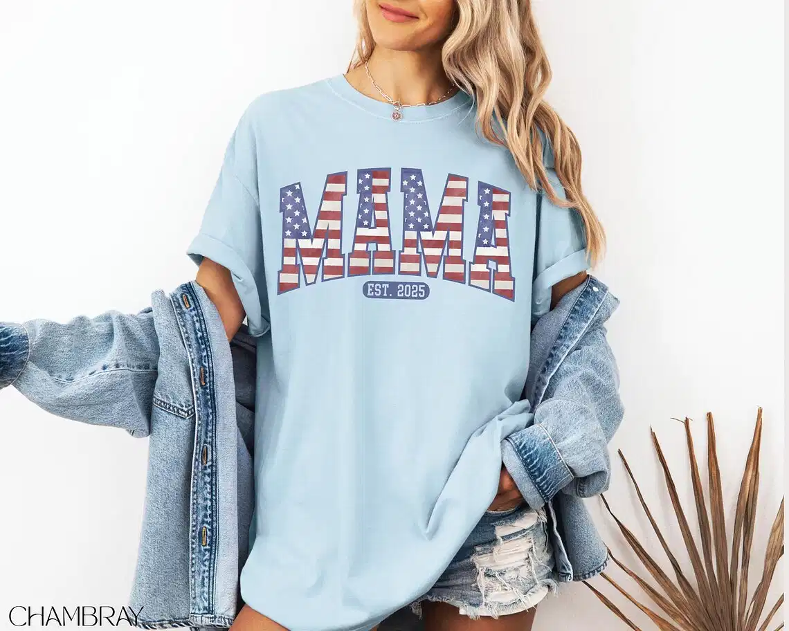 American Mama T-shirt, Patriotic Fourth Of July Mama, Retro Mama America, Memorial Day Shirt, USA Shirt, American Mama Tee