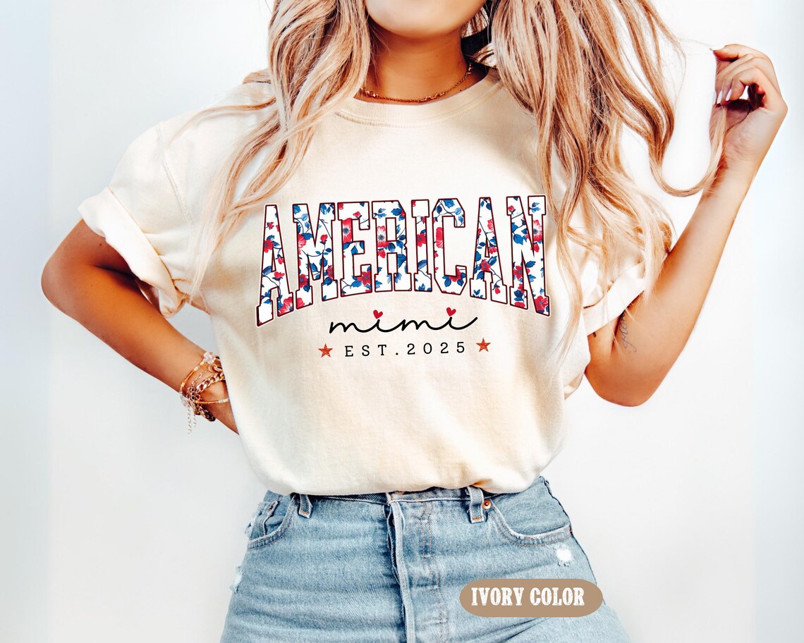 American Mimi T-Shirt, 4th Of July Tee, Fourth Of July Patriotic Nana Apparel, Independence Day Grandma Gift Idea, Fourth Of July Shirt