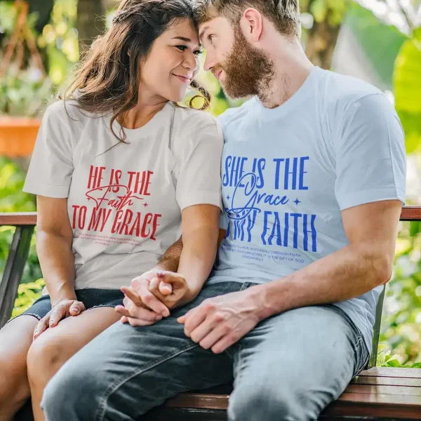 Christian Couple T-shirt, Matching T-shirts for Him & Her, Cozy Couples Apparel, Gift for Christian Partners, Gospel Shirt - Image 3