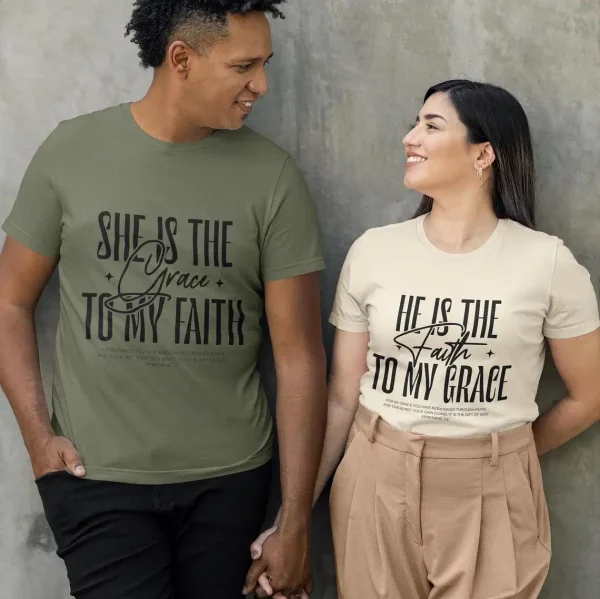 Christian Couple T-shirt, Matching T-shirts for Him & Her, Cozy Couples Apparel, Gift for Christian Partners, Gospel Shirt - Image 2