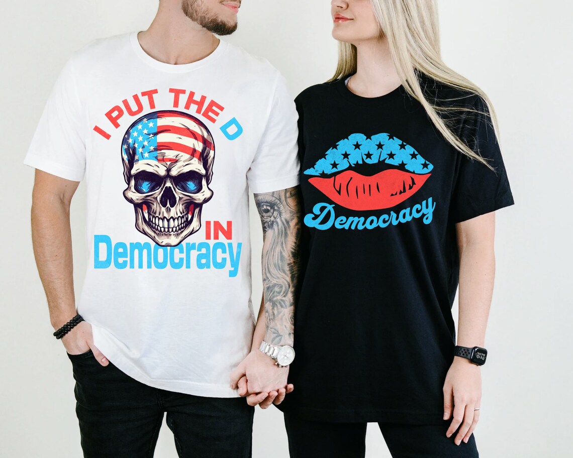Matching July 4th Couple Shirts – His & Hers Patriotic Flag Tees – Independence Day Gift for Husband & Wife