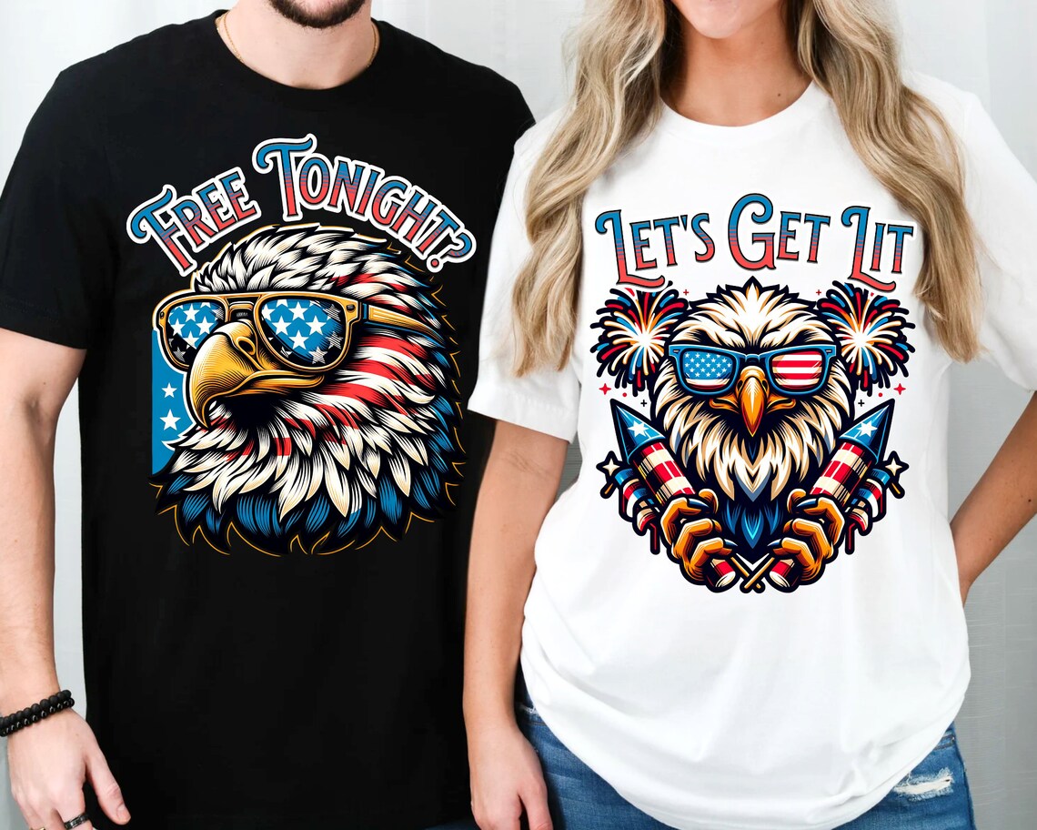 Matching July 4th Couple Shirts – His & Hers Patriotic Flag Tees – Independence Day Anniversary Gift for Husband & Wife