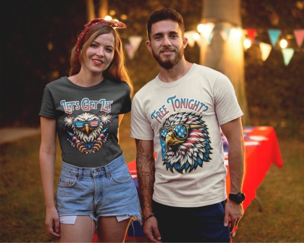 Matching July 4th Couple Shirts – His & Hers Patriotic Flag Tees – Independence Day Anniversary Gift for Husband & Wife - Image 2