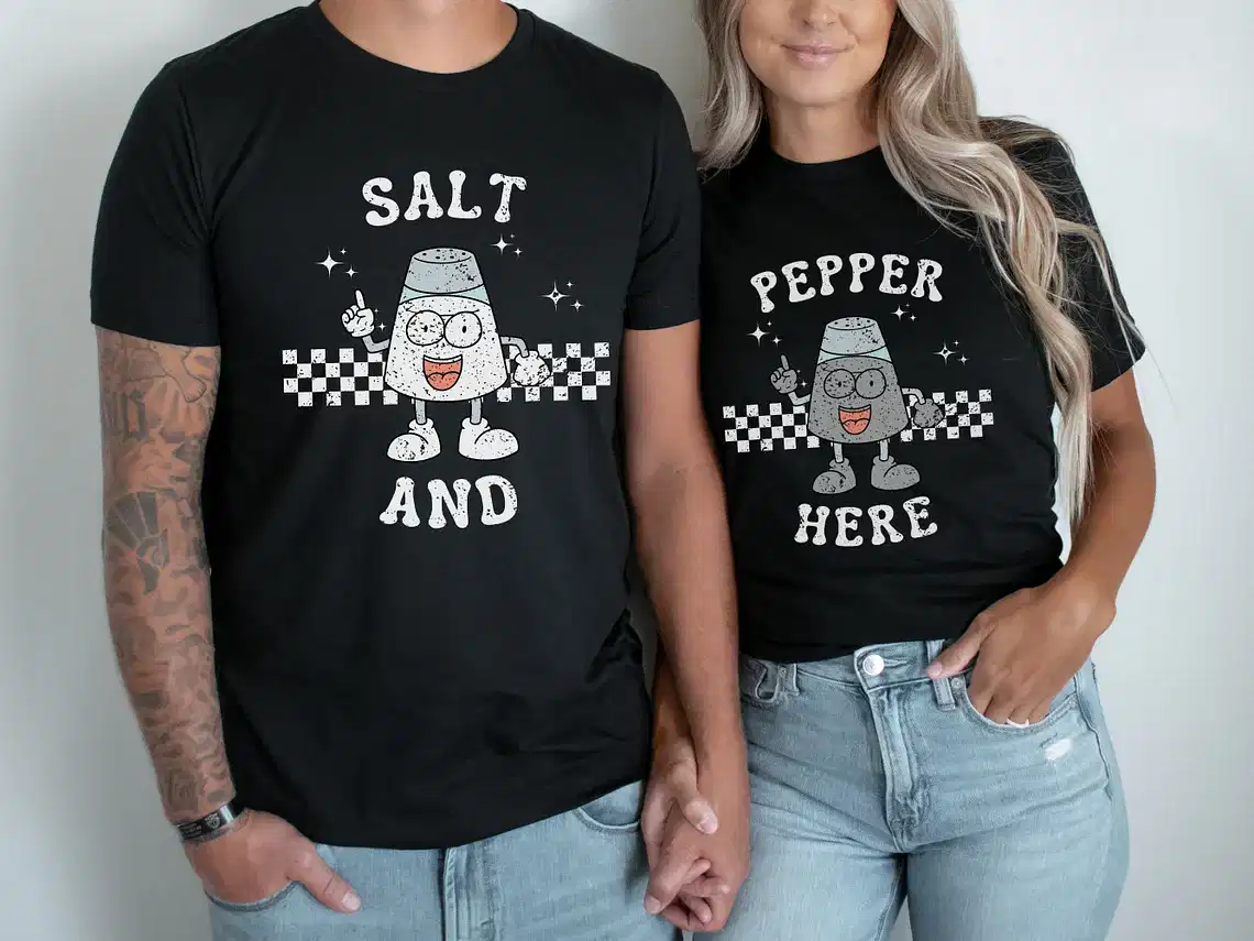 Matching Couples Halloween Costume T-Shirts, Funny Couples Salt And Pepper T-Shirts, Couples Outfit Couple Tees, Husband Wife T Shirt
